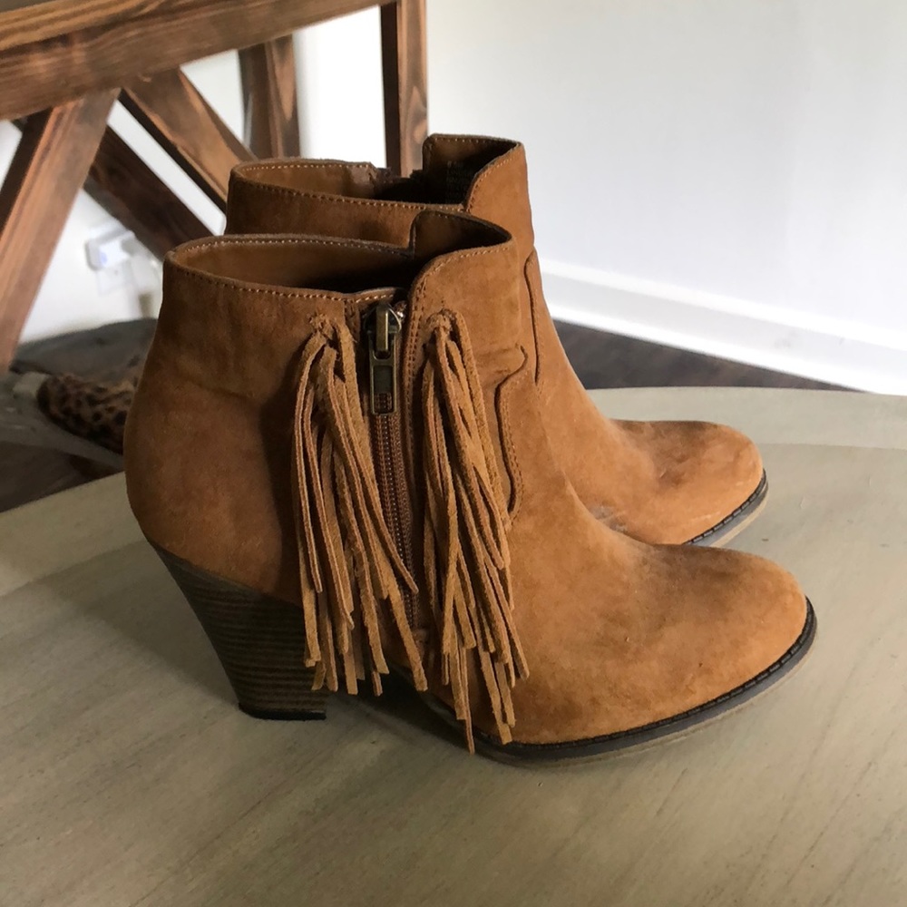 Fringe Ankle Bootie Brown 6.5
